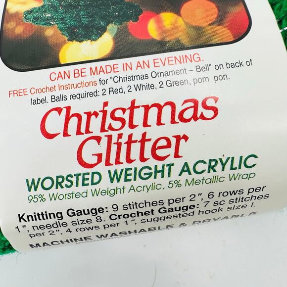 8 Caron Christmas Glitter Sparkle Yarn Lot Red Green White Red Vintage Holiday - Picture 7 of 9